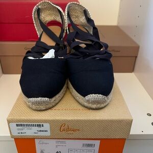 Castaner Navy Ankle-Strap Wedge Espadrille
